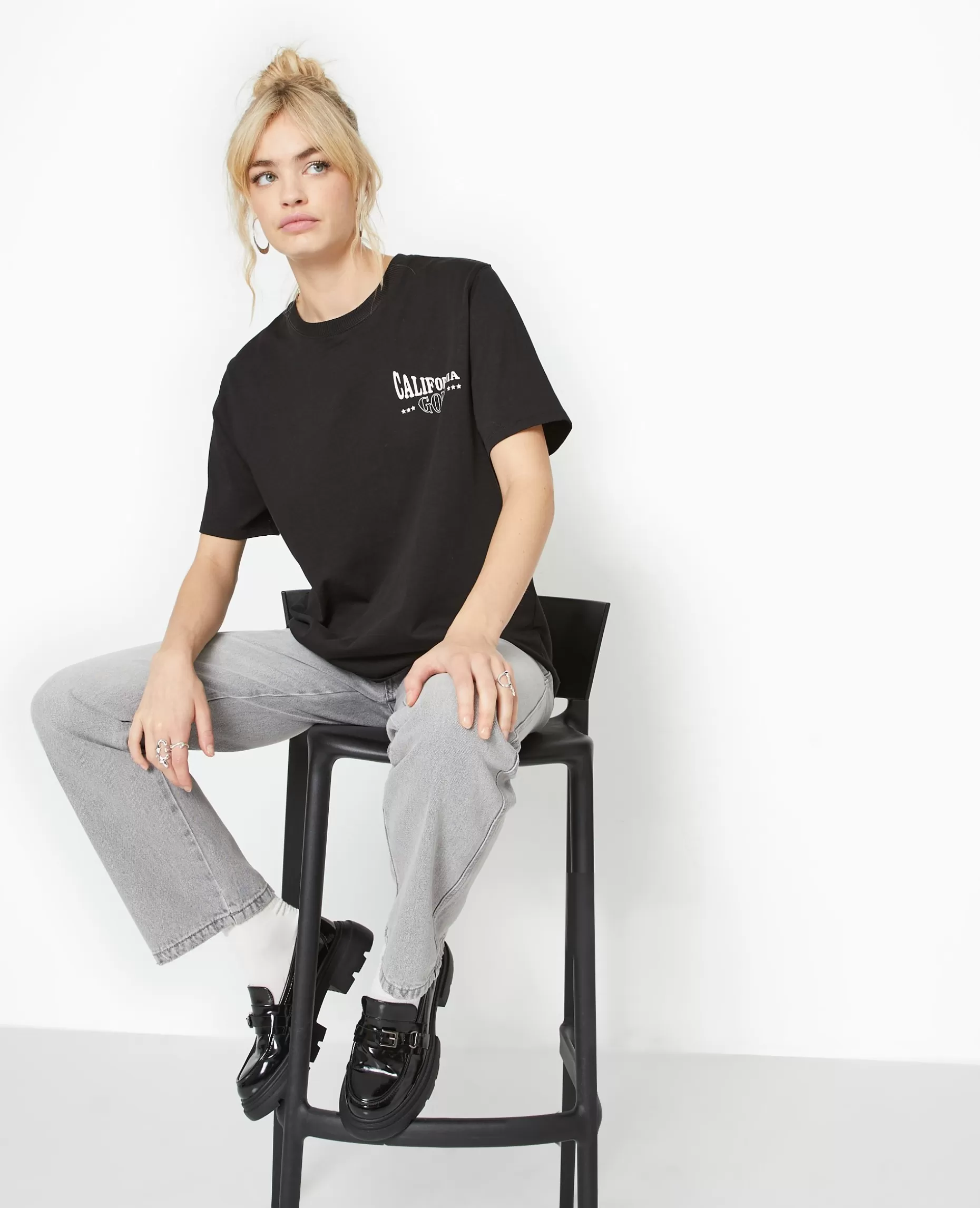 Discount Pimkie T-shirt Oversize Avec Print Devant Et Dos - noir