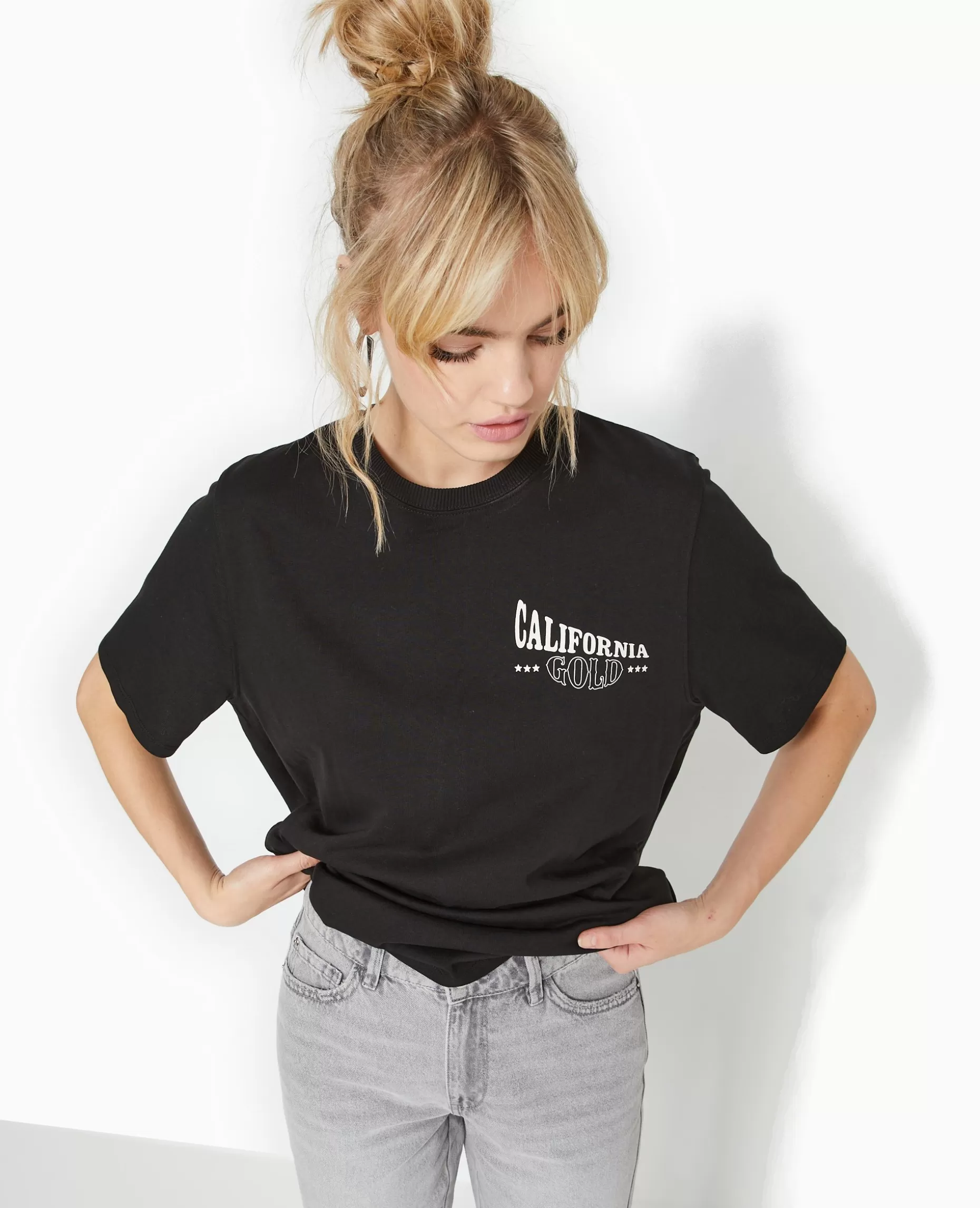 Discount Pimkie T-shirt Oversize Avec Print Devant Et Dos - noir