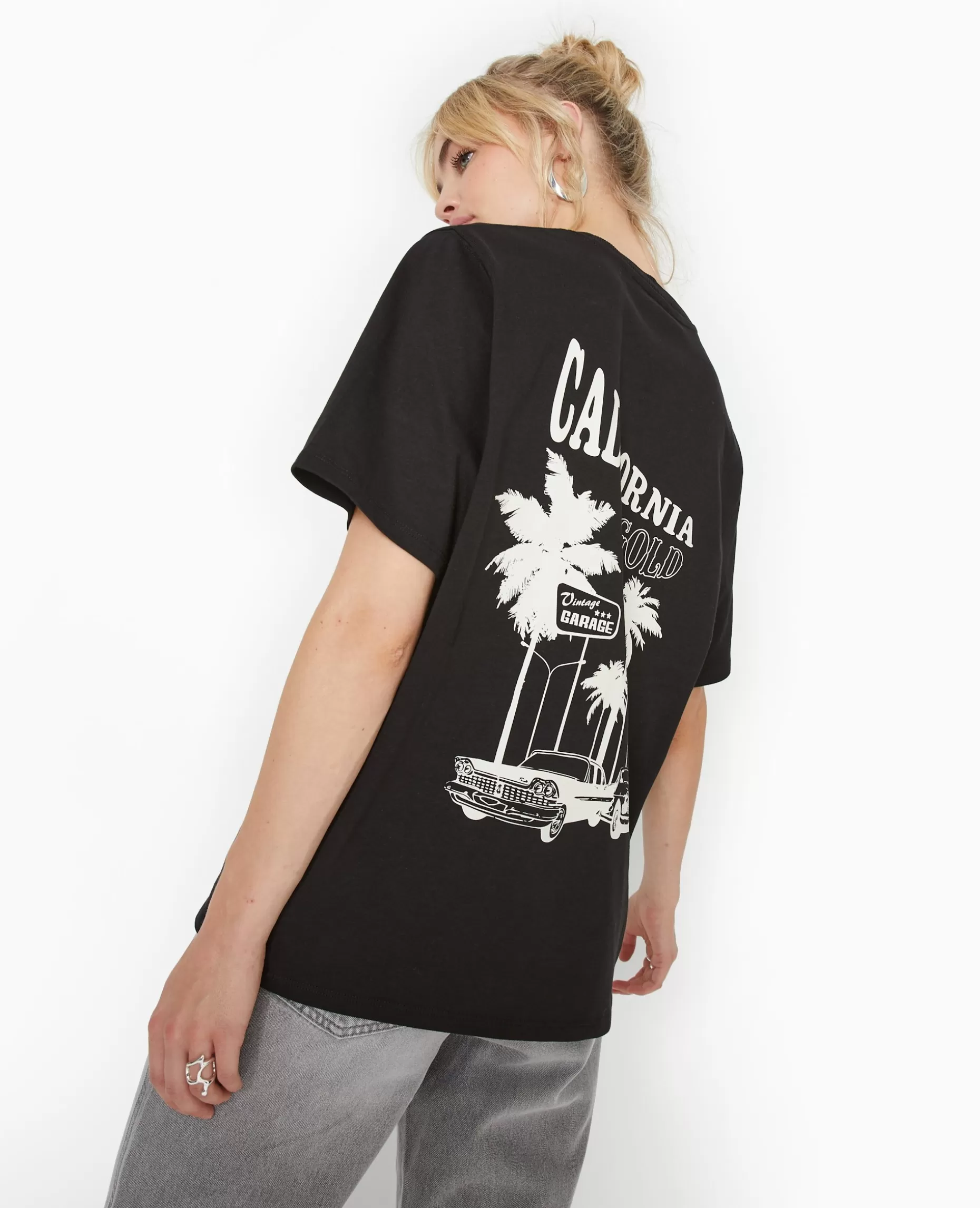 Discount Pimkie T-shirt Oversize Avec Print Devant Et Dos - noir