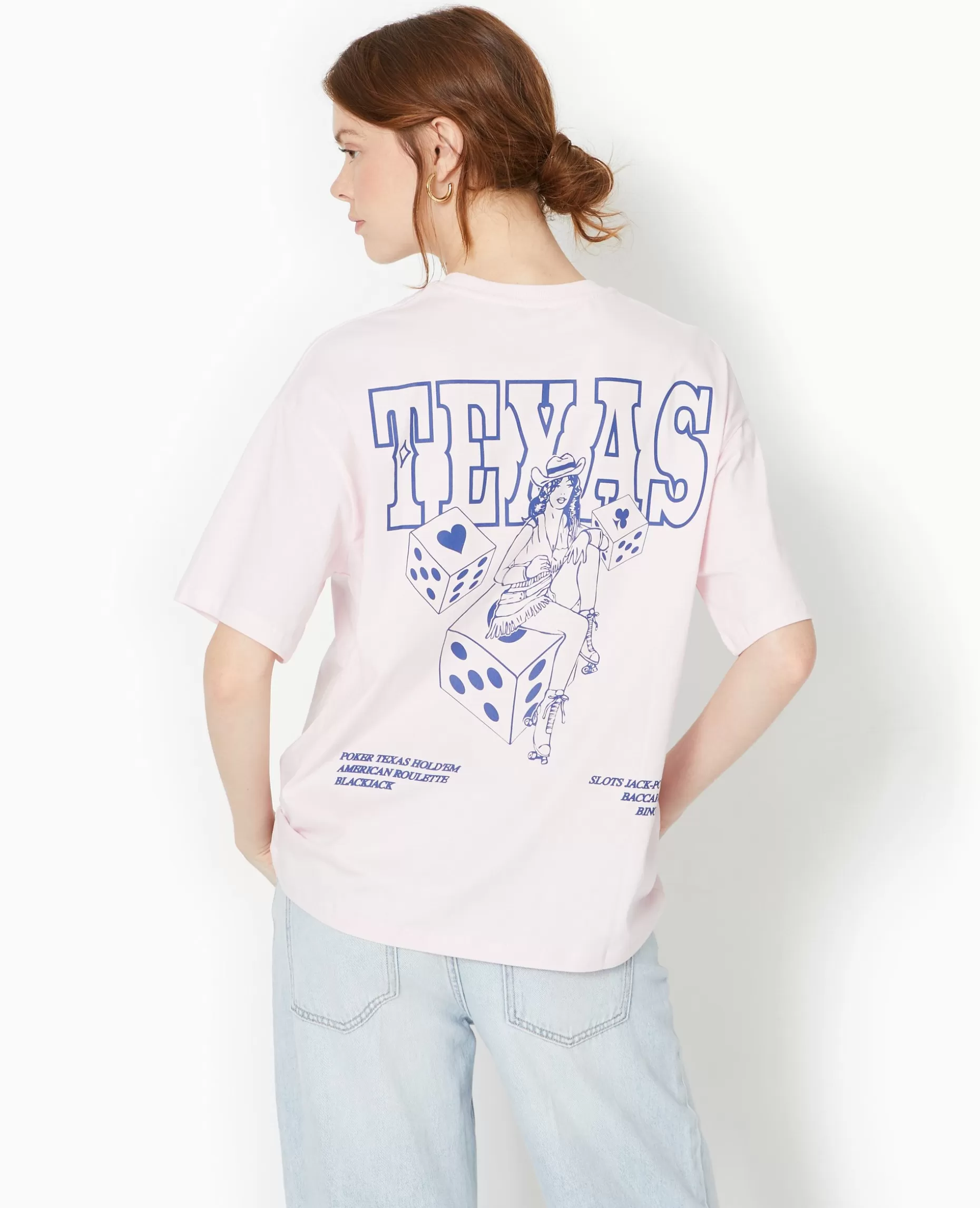 New Pimkie T-shirt Oversize Avec Print Devant Et Dos - rose clair
