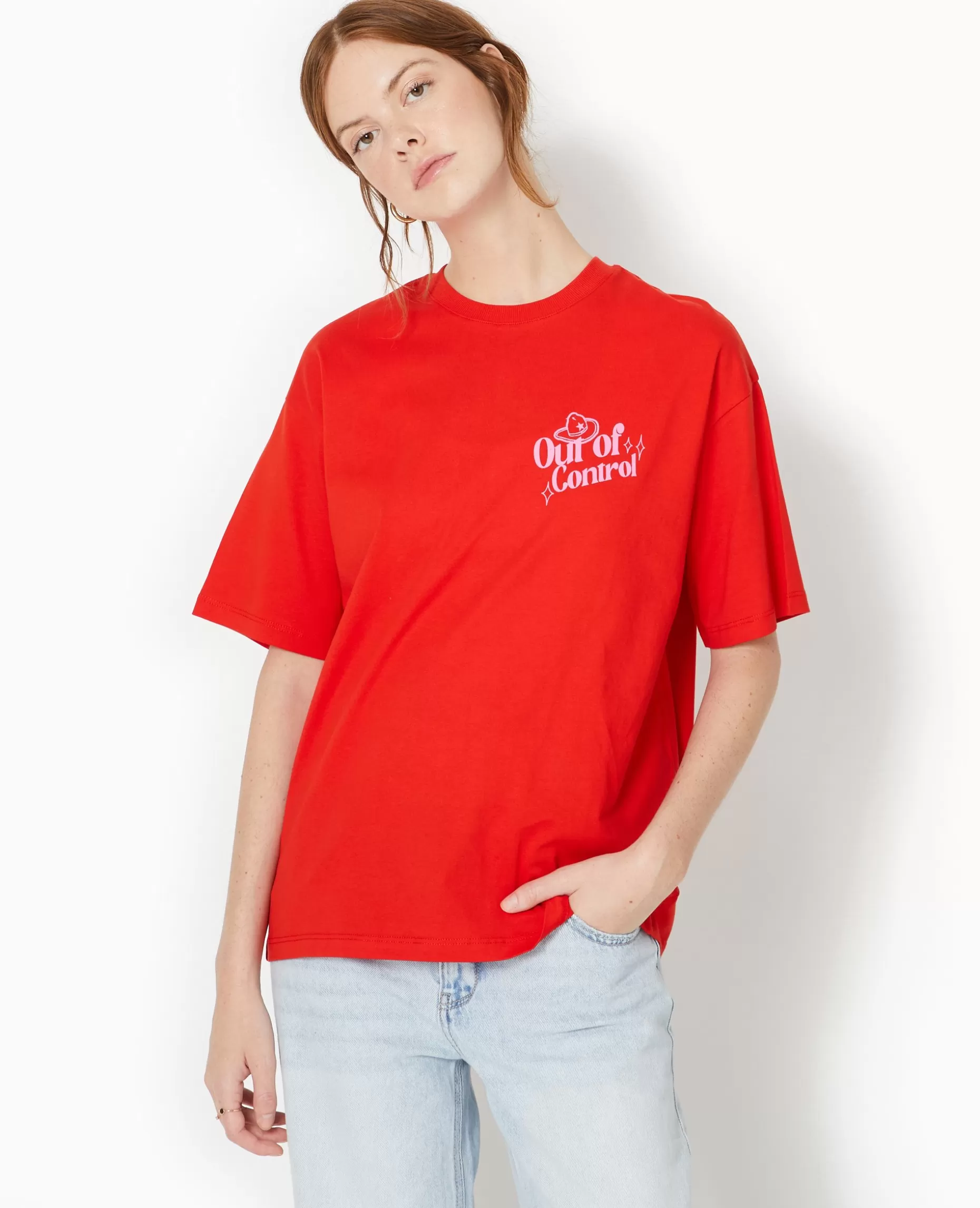 Flash Sale Pimkie T-shirt Oversize Avec Print Devant Et Dos - rouge