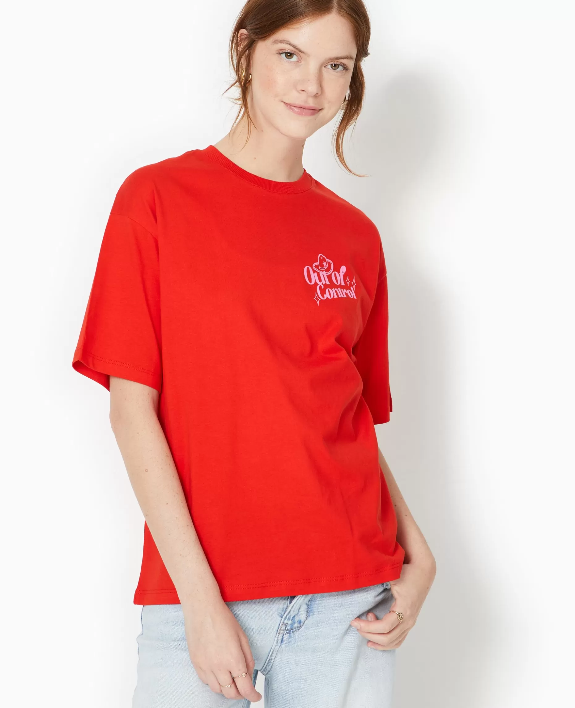 Flash Sale Pimkie T-shirt Oversize Avec Print Devant Et Dos - rouge