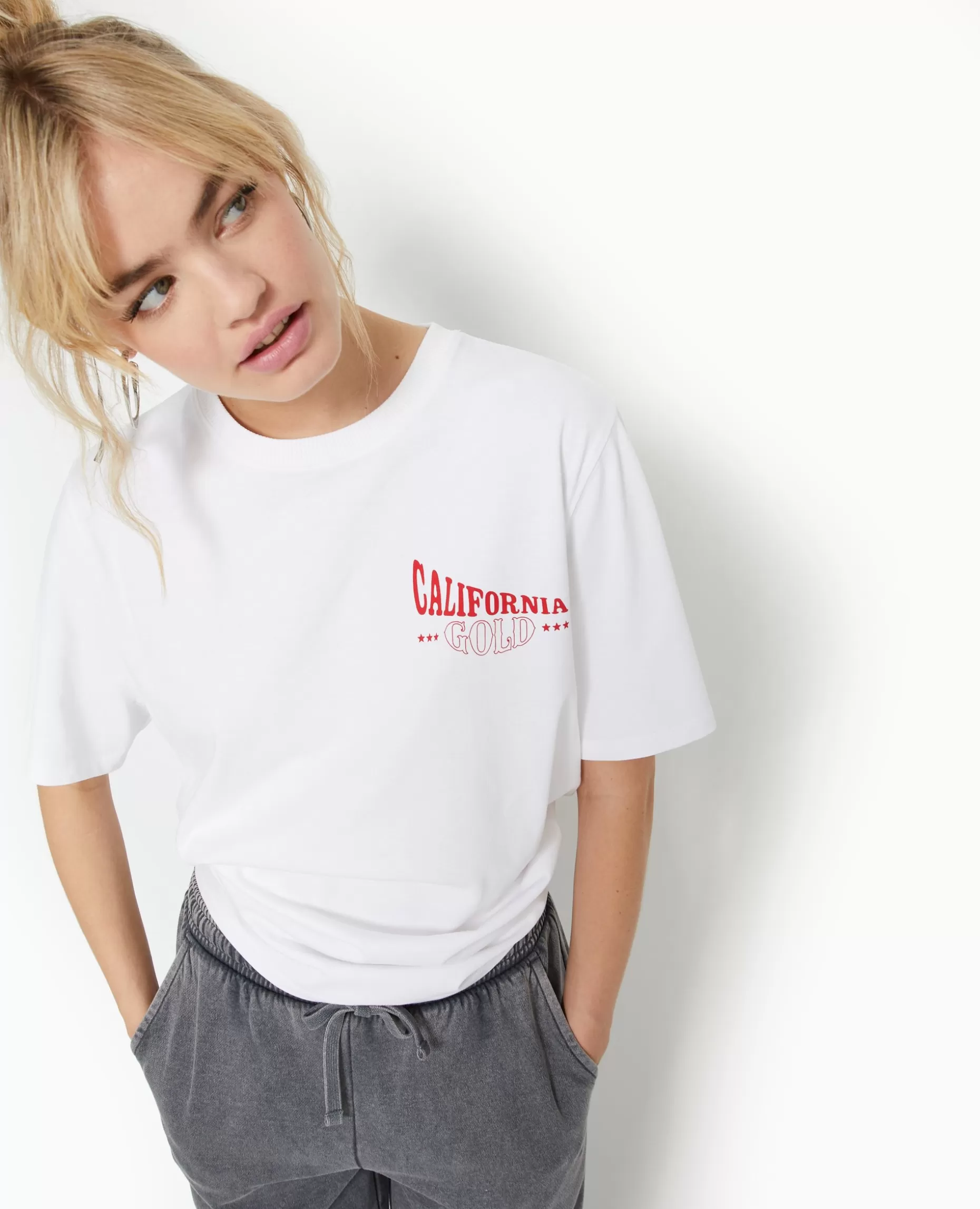 Fashion Pimkie T-shirt Oversize Avec Print Poitrine Et Dos - blanc