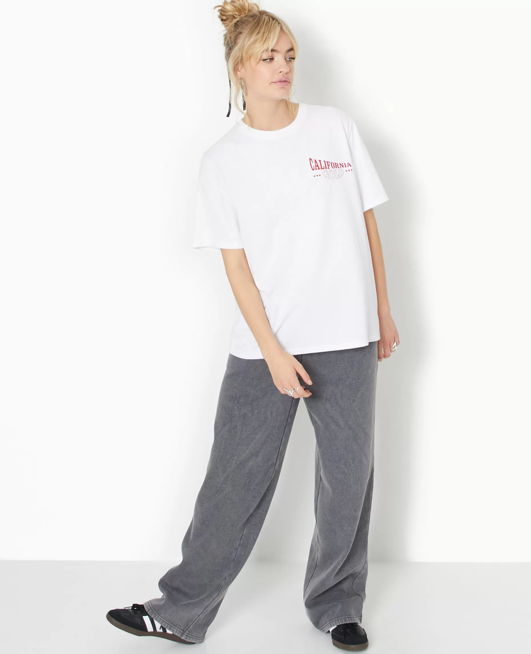 Fashion Pimkie T-shirt Oversize Avec Print Poitrine Et Dos - blanc