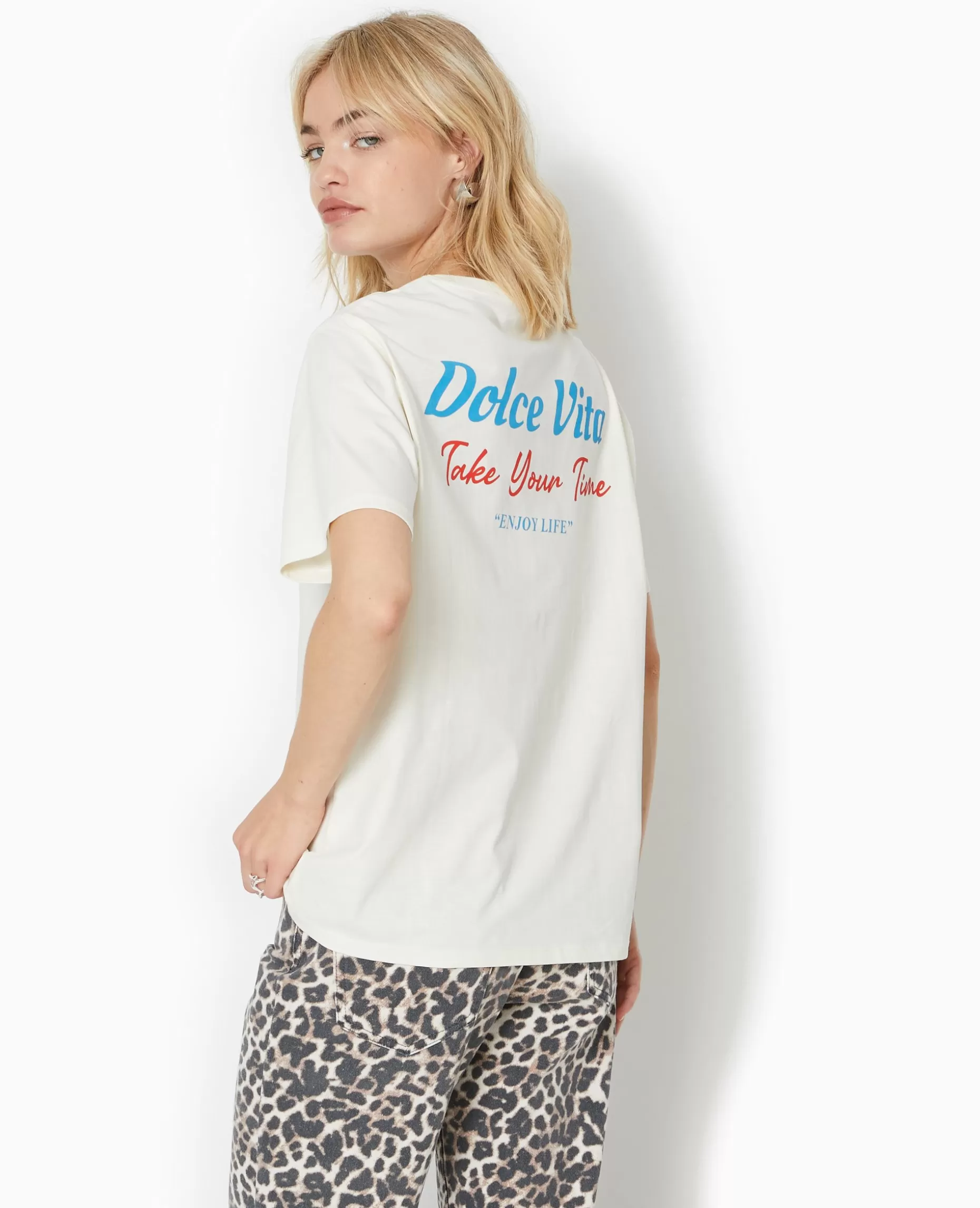 Flash Sale Pimkie T-shirt Oversize Avec Print Poitrine Et Dos - blanc