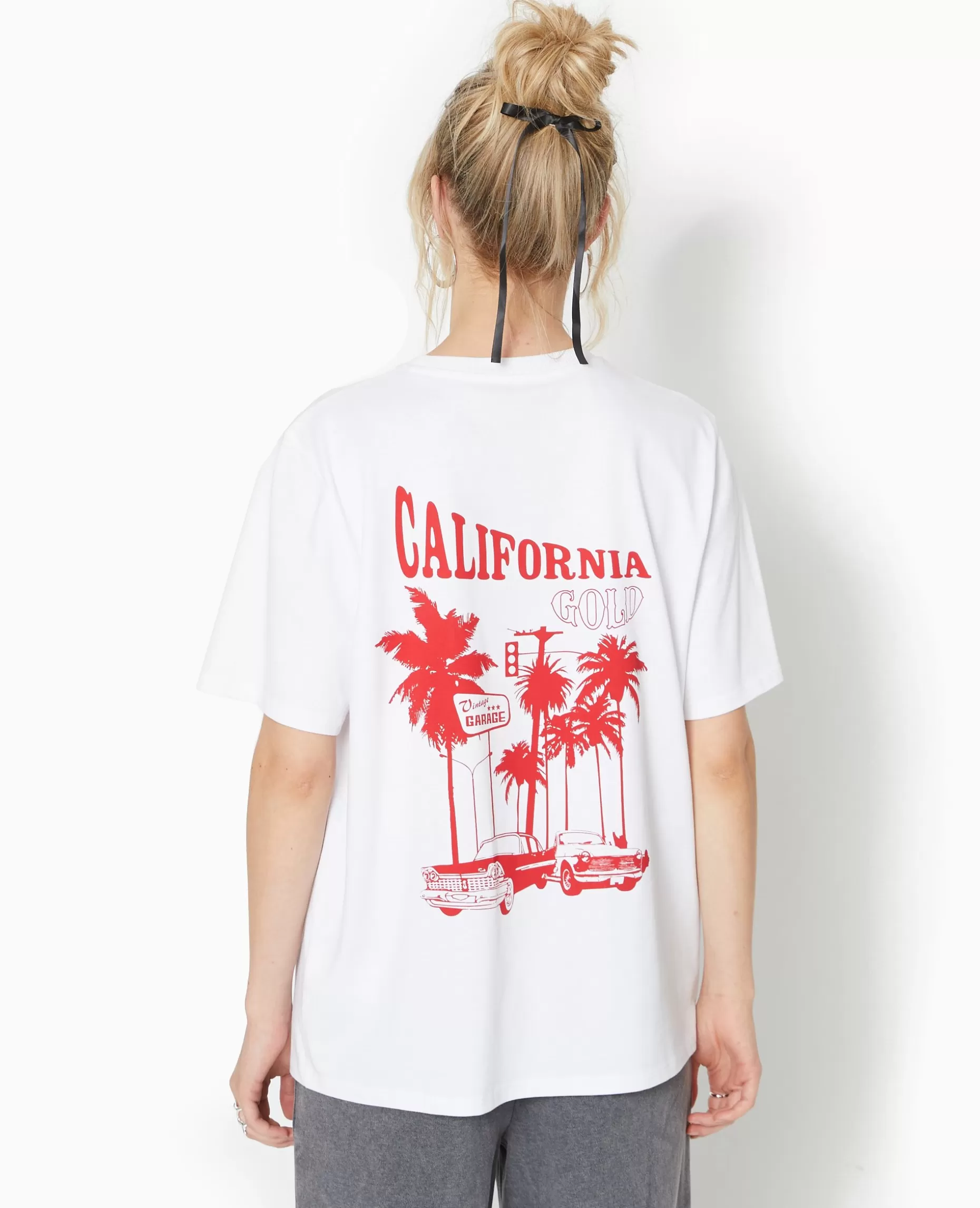 Fashion Pimkie T-shirt Oversize Avec Print Poitrine Et Dos - blanc