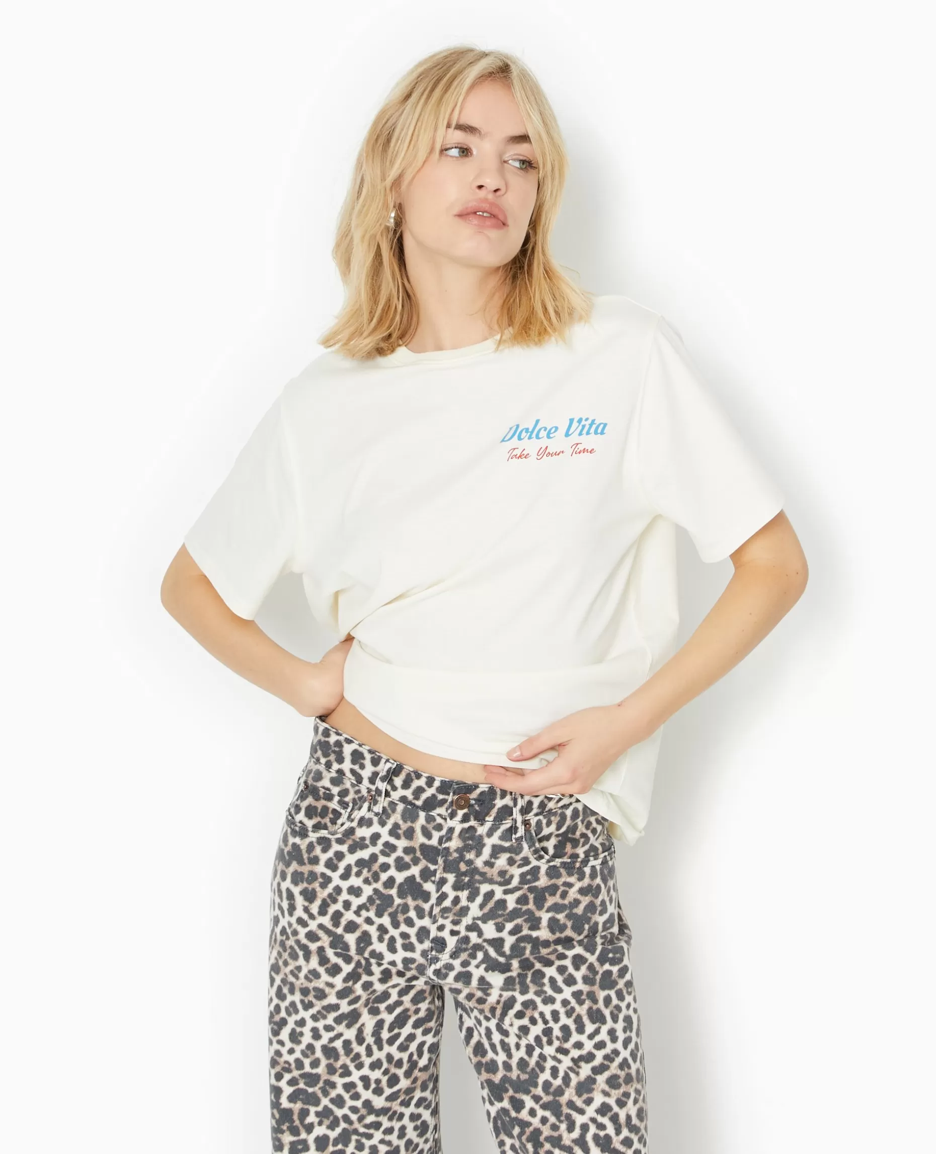 Flash Sale Pimkie T-shirt Oversize Avec Print Poitrine Et Dos - blanc