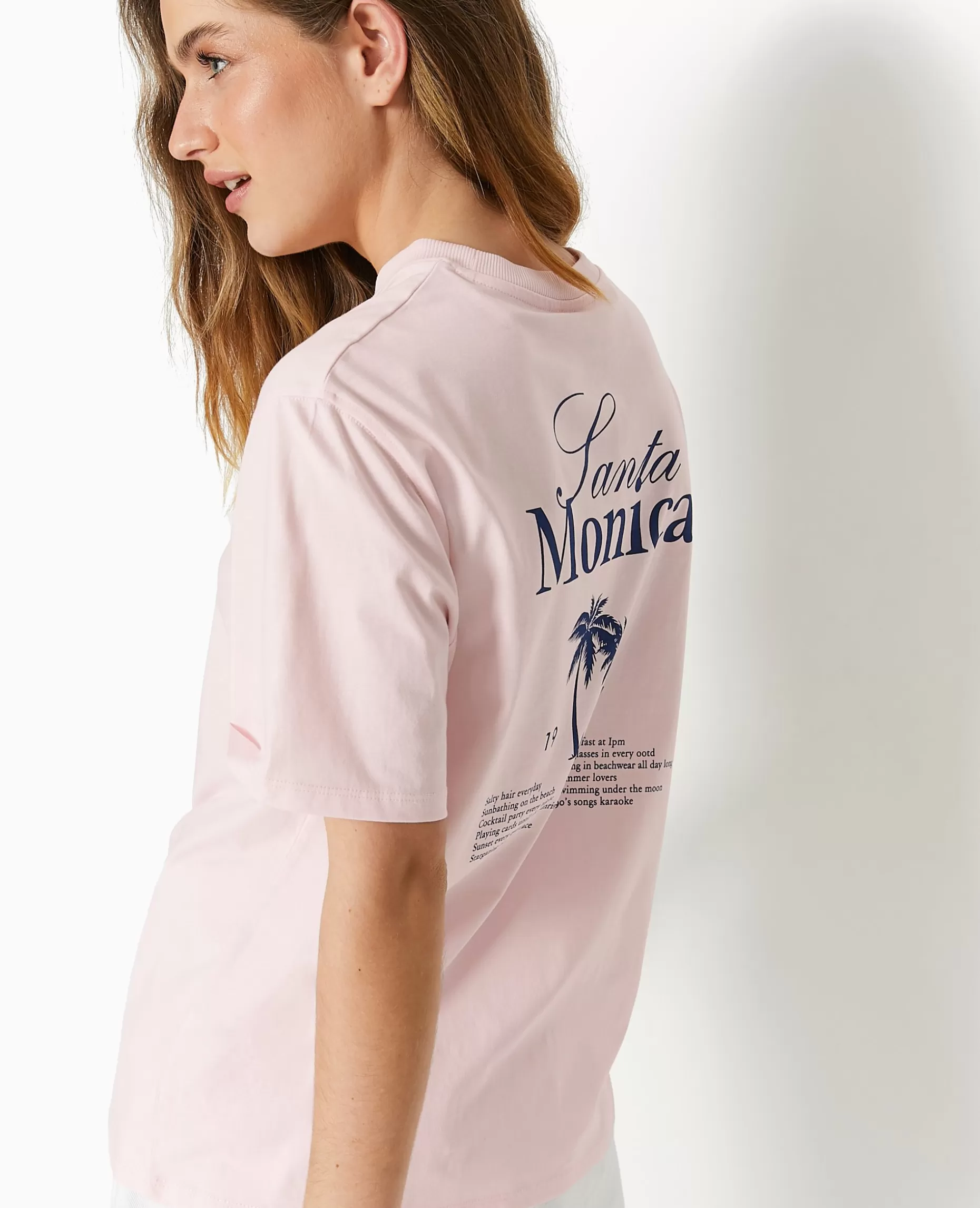 Shop Pimkie T-shirt Oversize Avec Print Poitrine Et Dos - rose