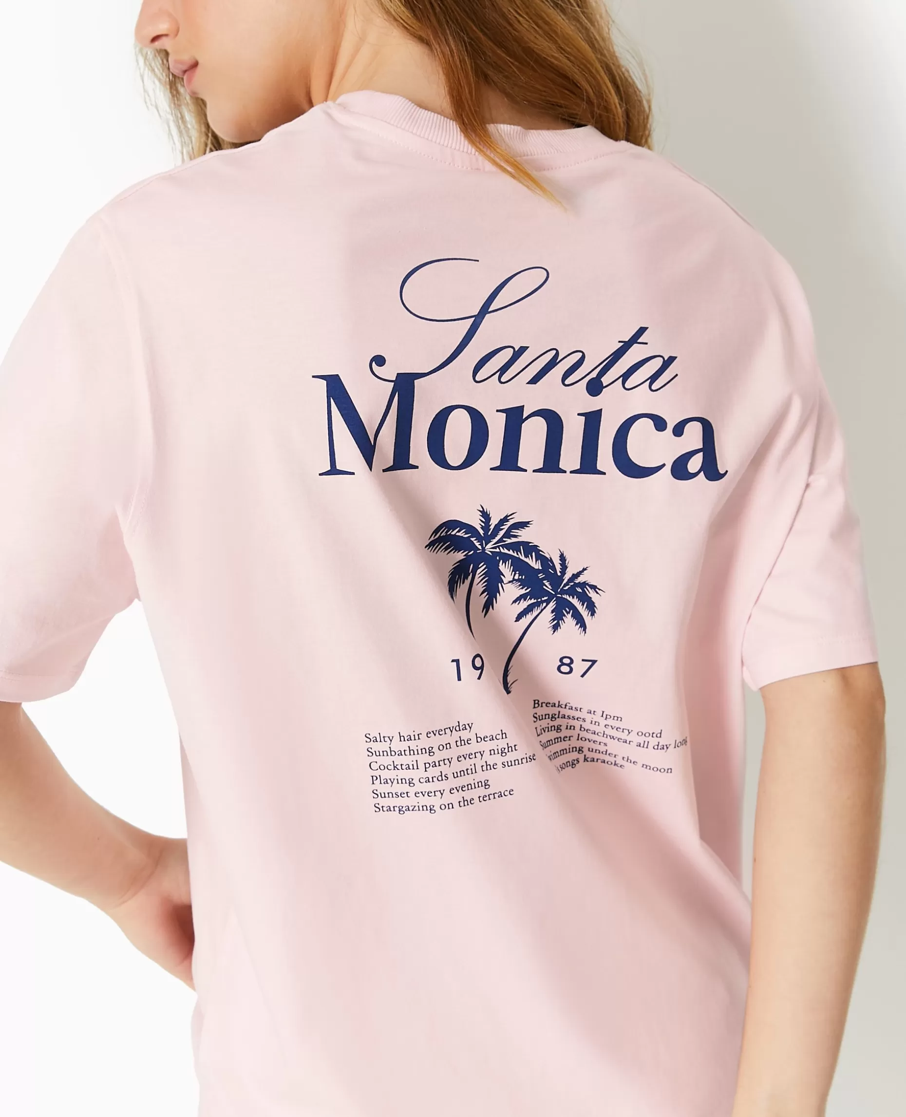 Shop Pimkie T-shirt Oversize Avec Print Poitrine Et Dos - rose