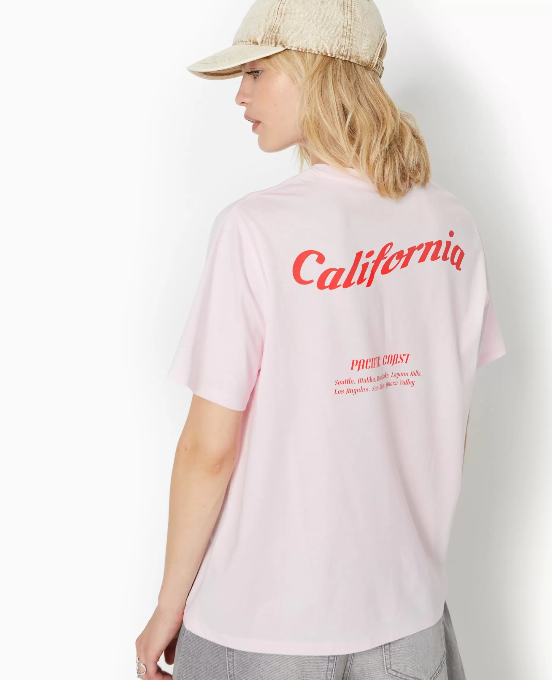 Online Pimkie T-shirt Oversize Avec Print Poitrine Et Dos - rose clair