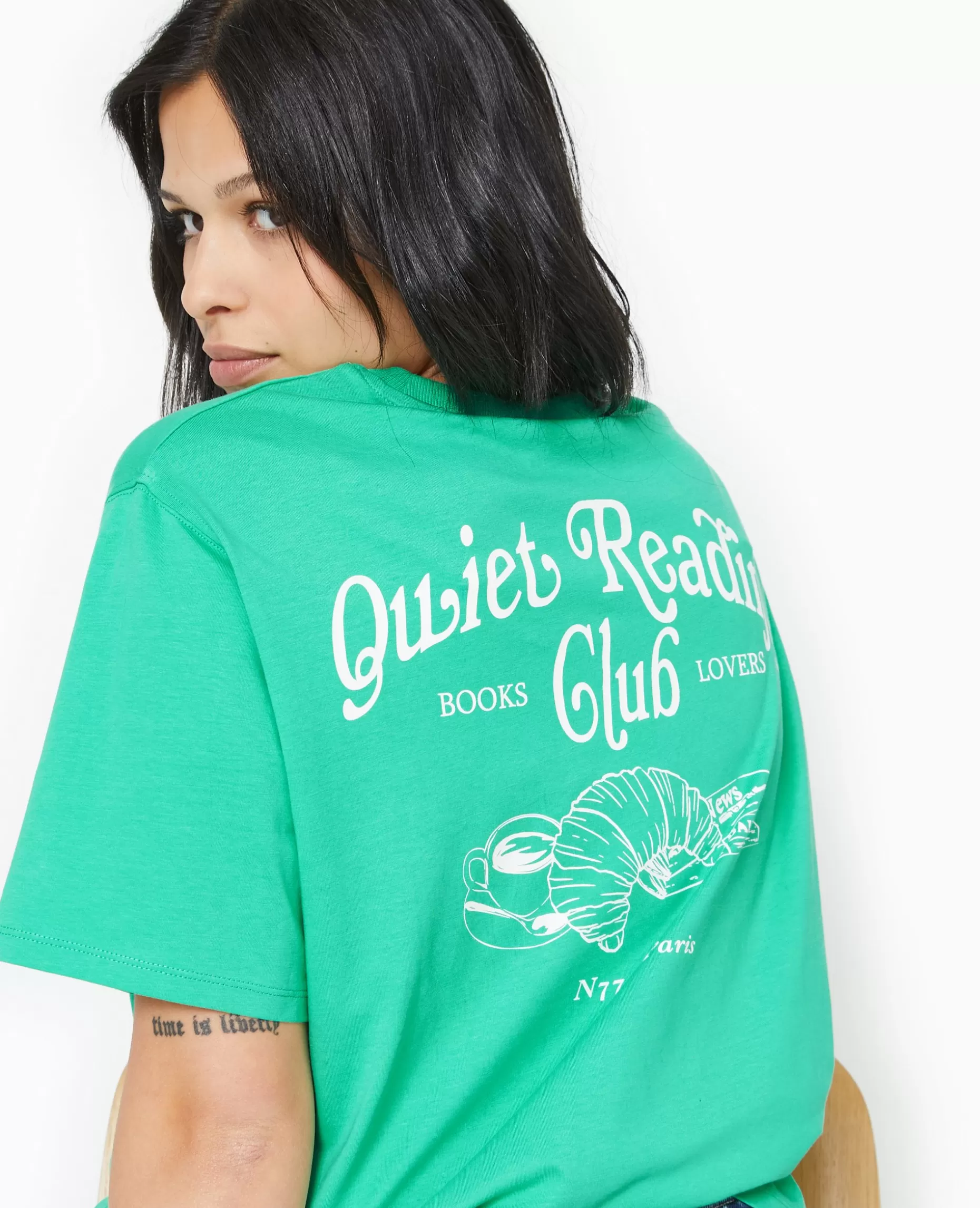 Discount Pimkie T-shirt Oversize Avec Print Poitrine Et Dos - vert