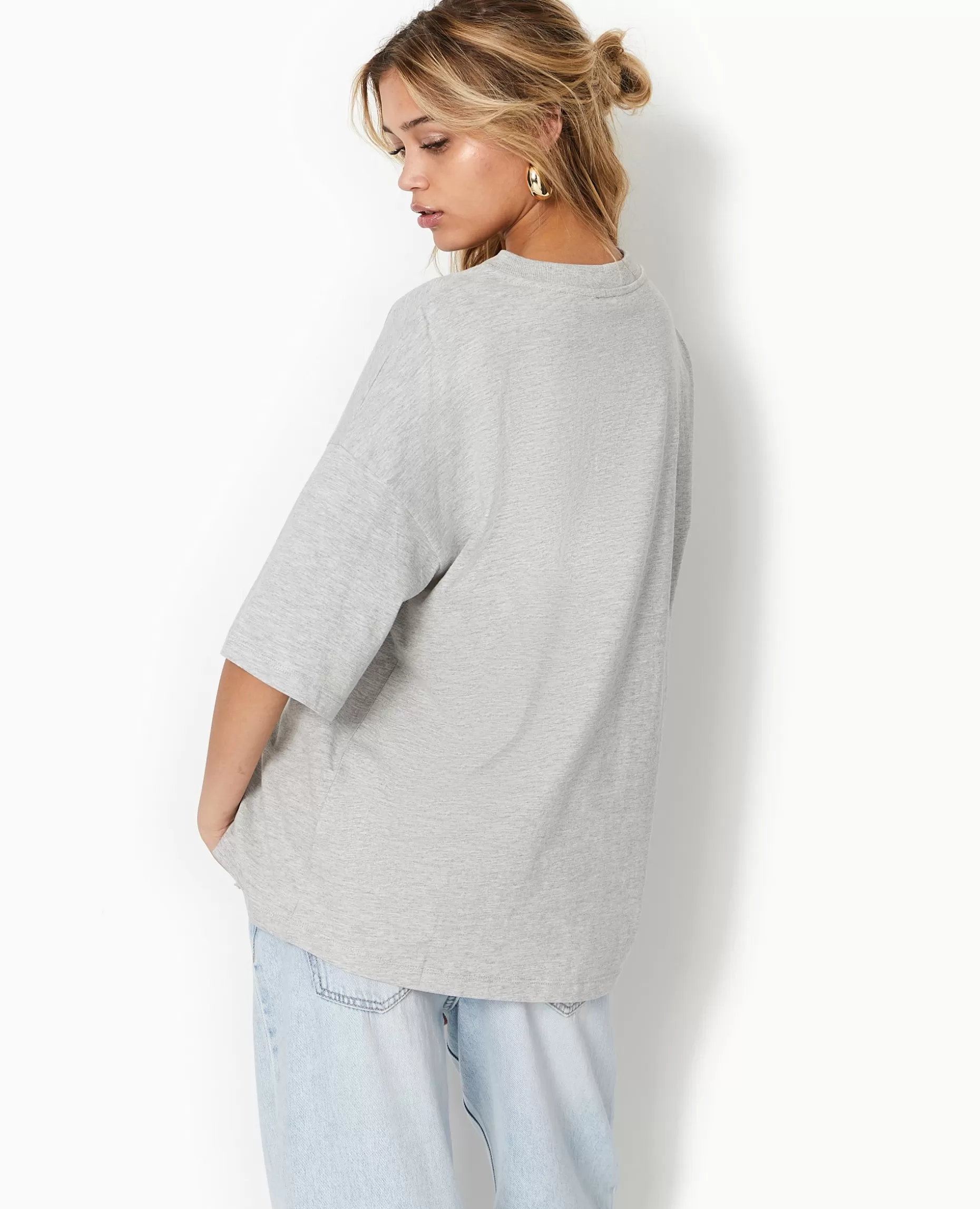 Flash Sale Pimkie T-shirt Oversize Col V Manches Descendues - gris chiné
